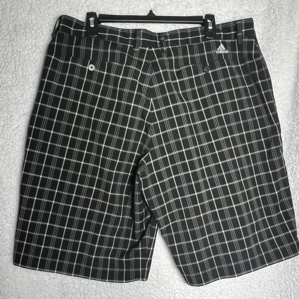 Adidas Golf Shorts Mens Size 38 Black Plaid Flat‎ Front Golf/Chino Shorts